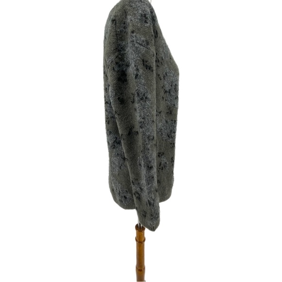 All Saints Grey Black Khaki Patterned V-Neck Wool Blend Cardigan - Picture 3 of 12